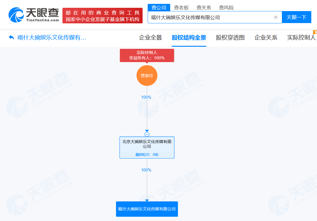 贾玲名下大碗娱乐子公司拟注销