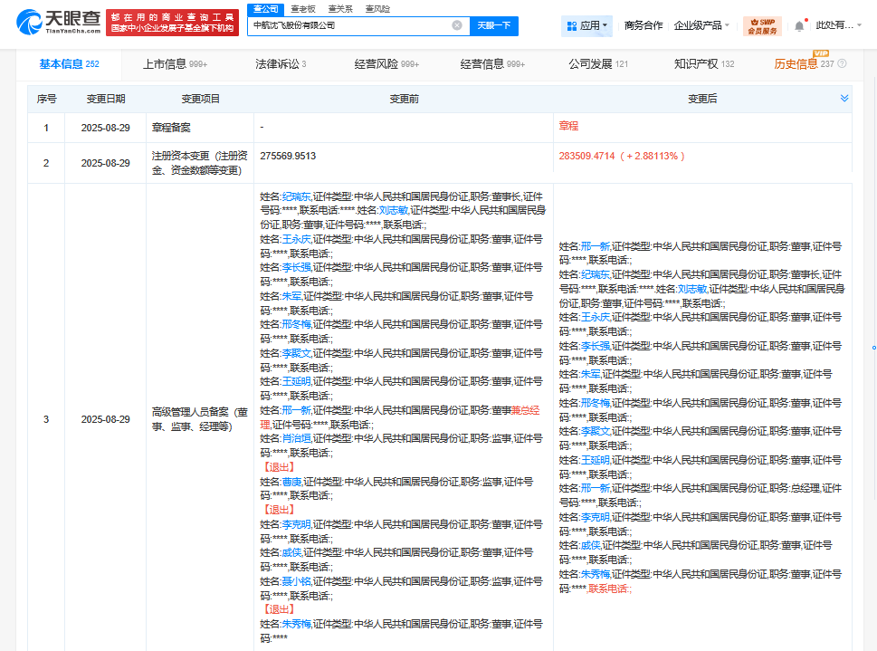 中航沈飞增资至28.35亿