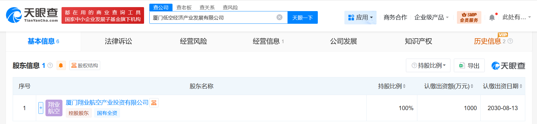 #厦门低空经济产业发展公司登记成立# 注册资本1000万
