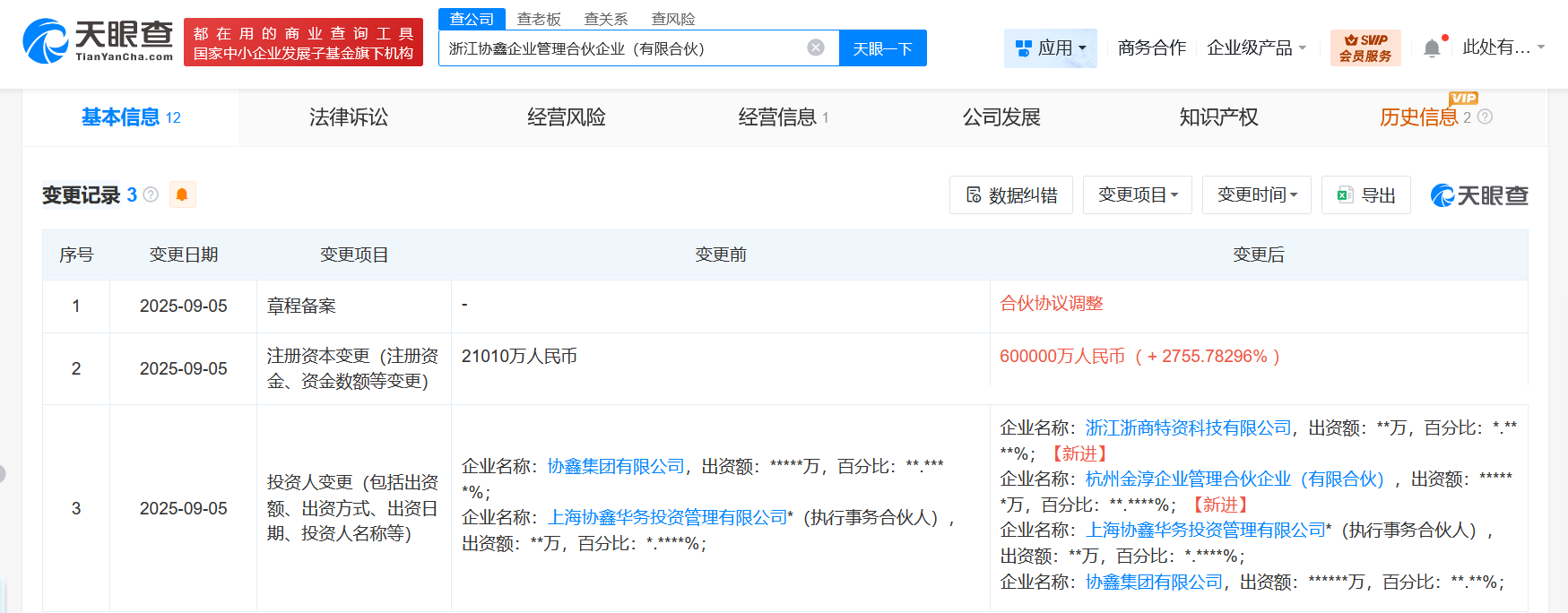 #浙江协鑫企业管理合伙企业增资至60亿# 增幅约2756%