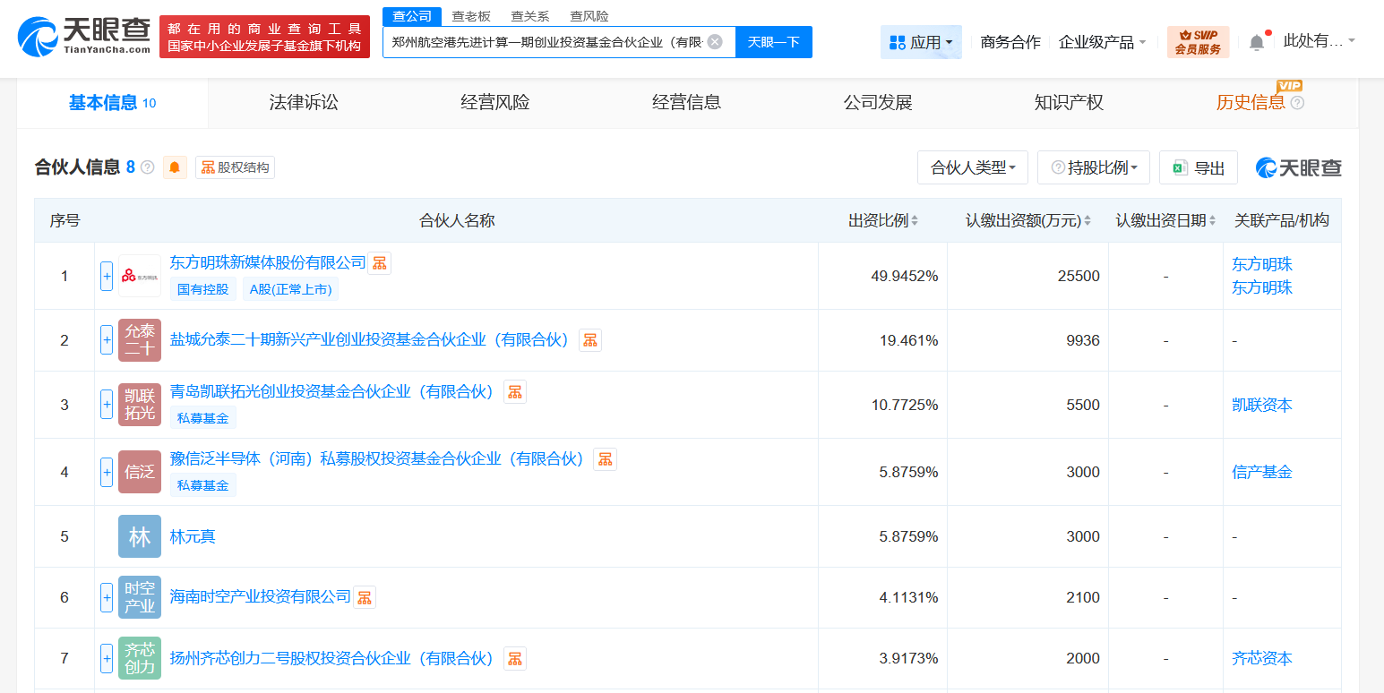 郑州航空港先进计算一期创业投资基金成立出资额约5.1亿