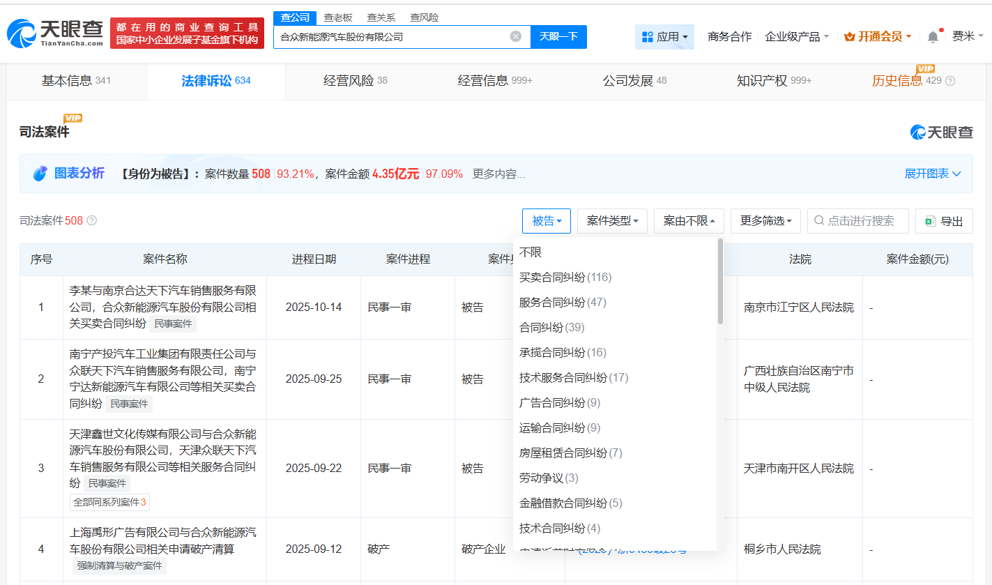 #哪吒汽车多次因合同纠纷被起诉#