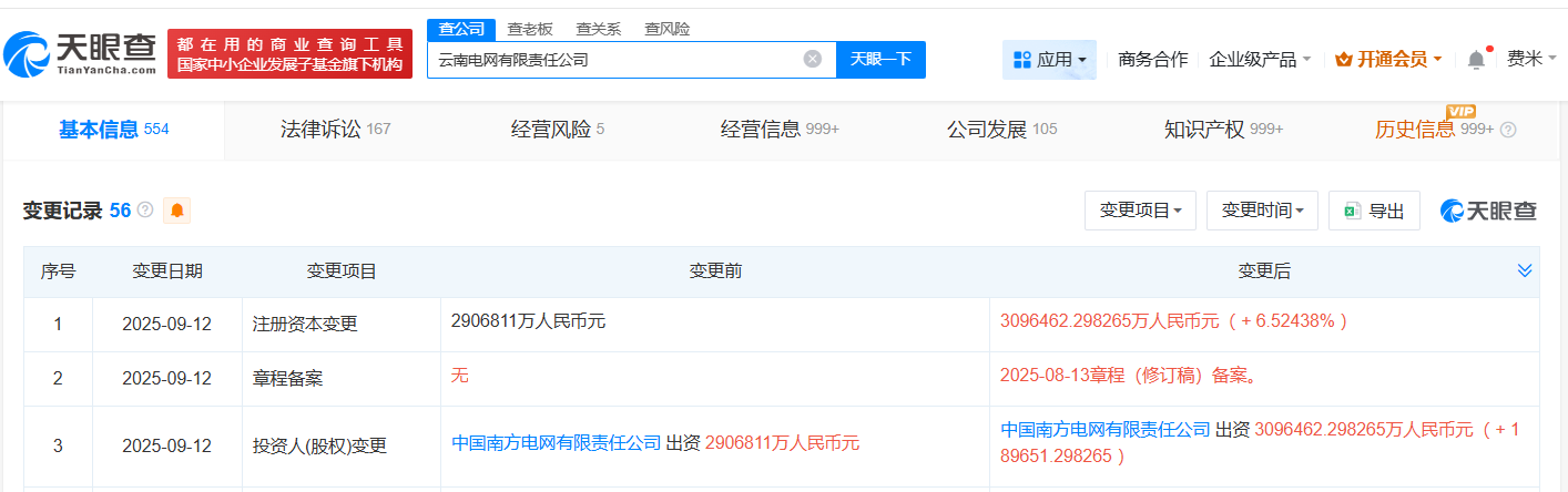 云南电网增资至约309.6亿增幅约7%