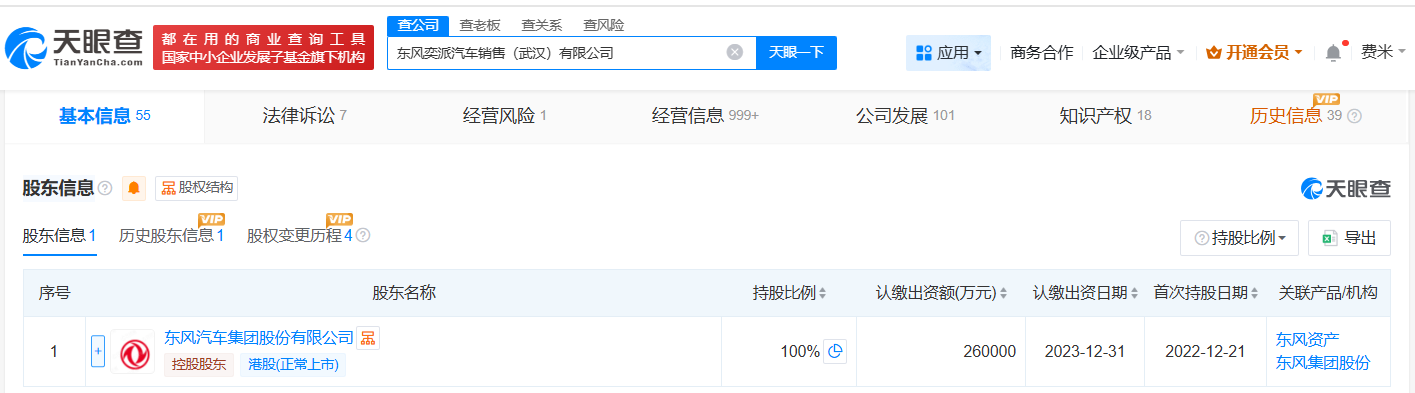 东方乘用车销售公司更名东方奕派汽车销售公司