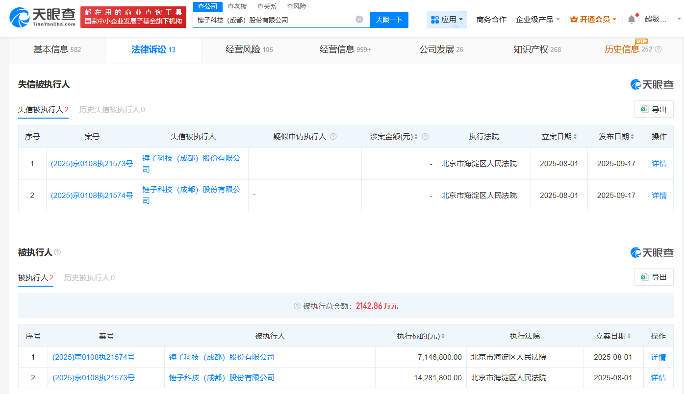 罗永浩名下锤子科技成老赖