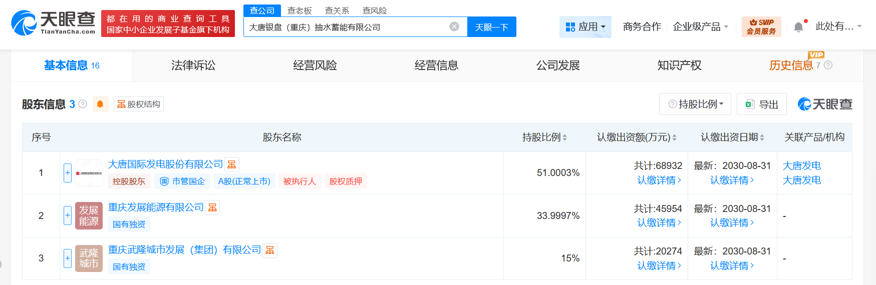 大唐发电等在重庆成立抽水蓄能公司注册资本约13.5亿