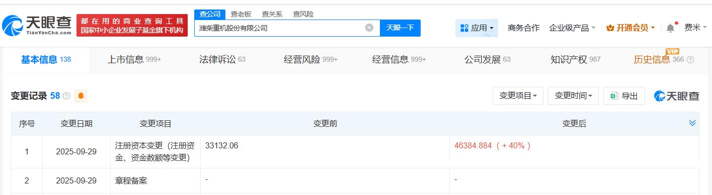 潍柴重机增资至约4.64亿增幅40%