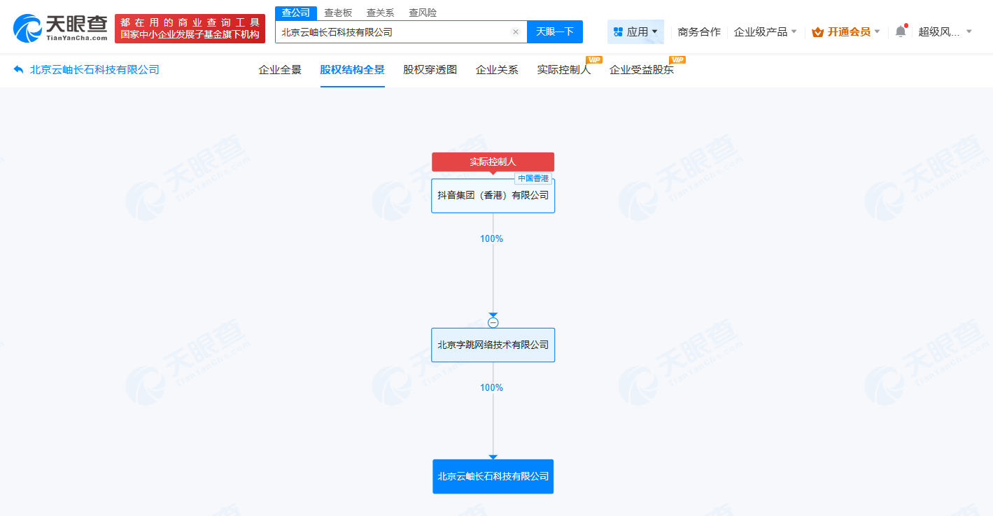 #抖音在北京成立云岫长石科技公司# 注册资本19.5亿