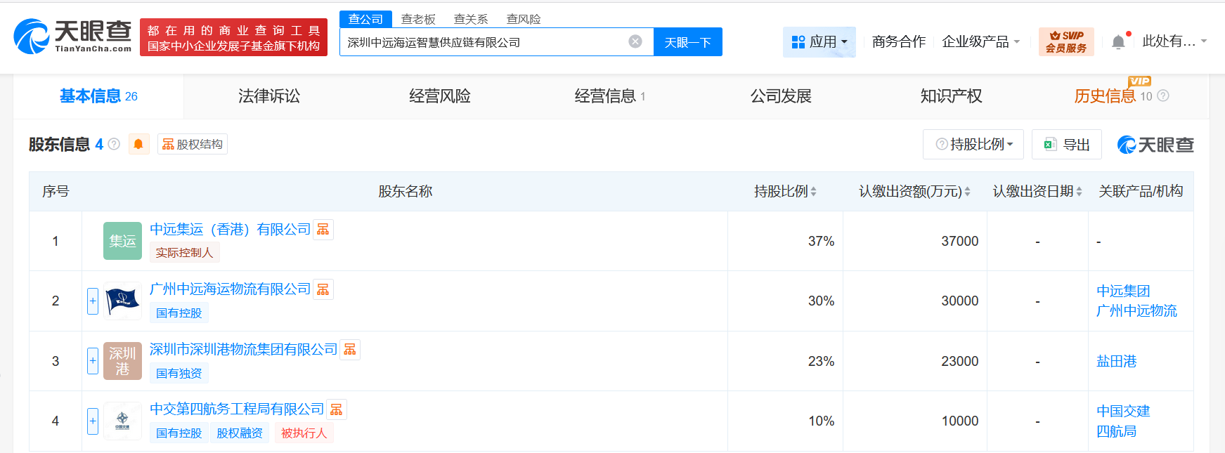 中远海运等在深圳成立智慧供应链公司注册资本10亿