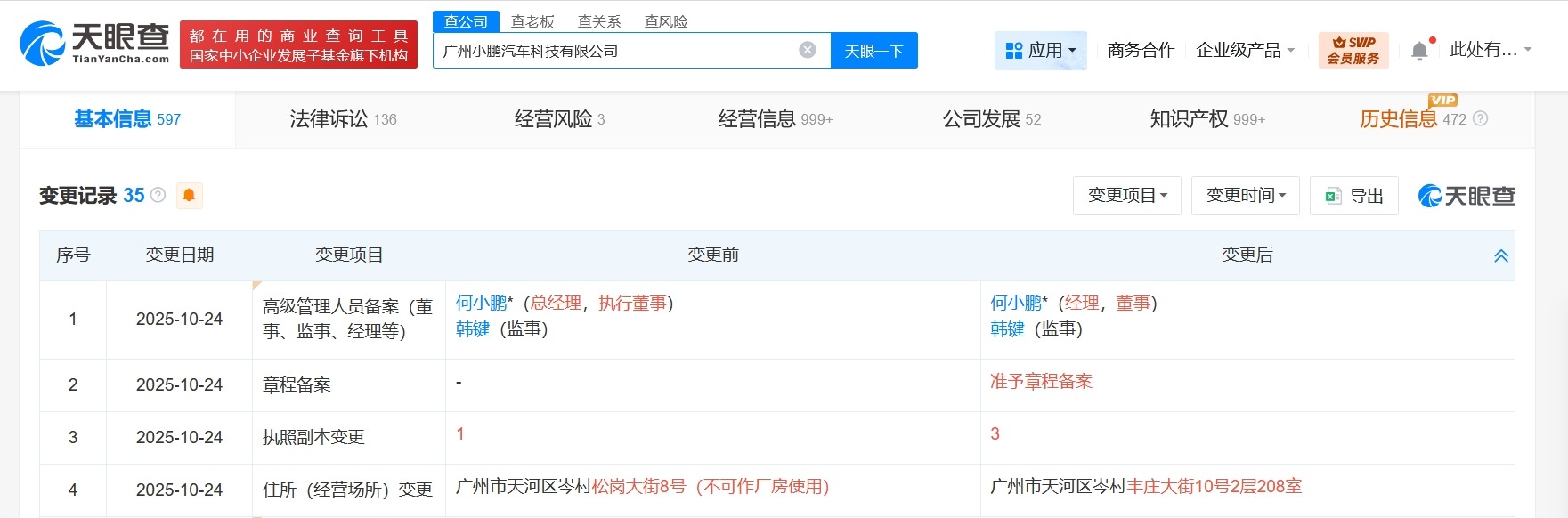 何小鹏在广州小鹏汽车科技公司职位发生变更由执行董事改任董事