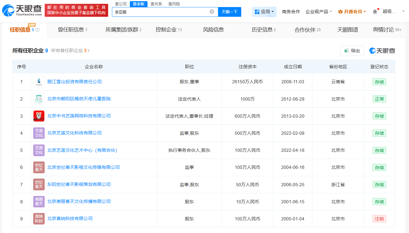 李亚鹏仍处于被限消状态