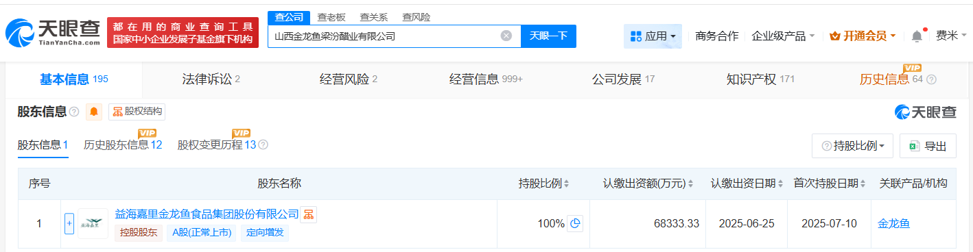 金龙鱼旗下梁汾醋业增资至约6.8亿增幅约17%