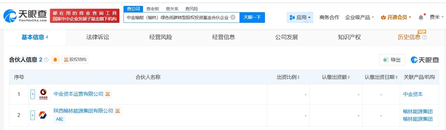 中金资本、榆林能源集团成立绿色低碳转型股权投资基金出资额5亿