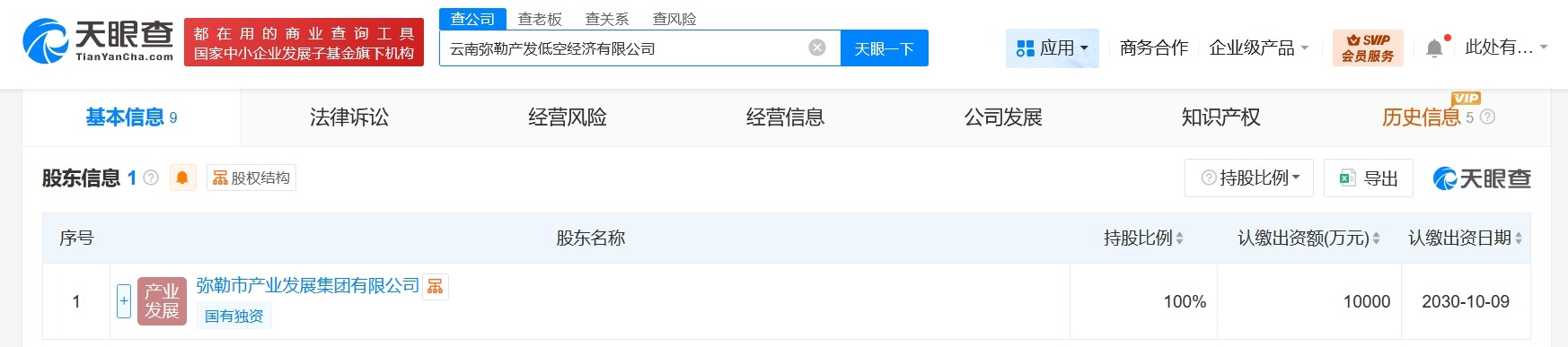 云南弥勒产发低空经济公司登记成立注册资本1亿