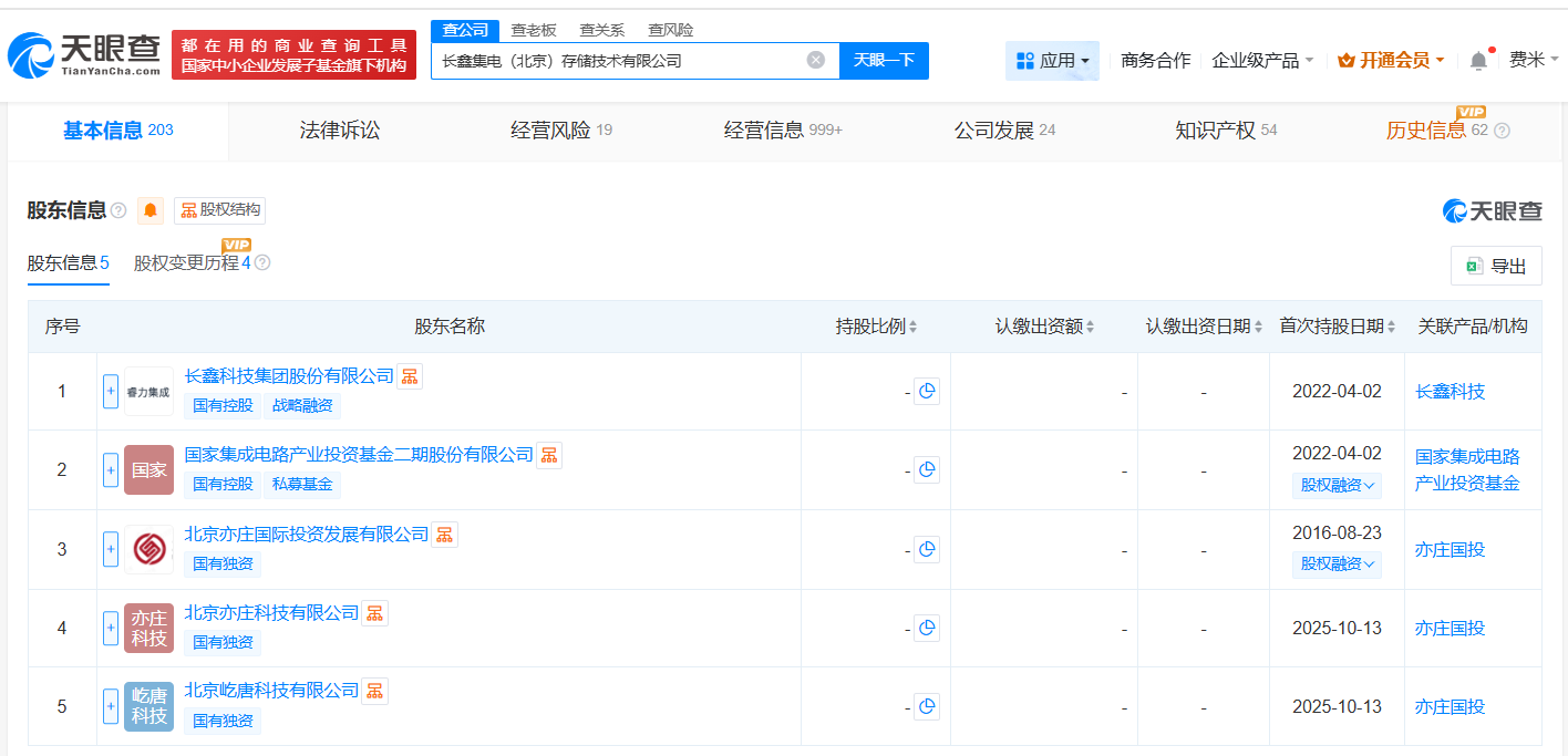长鑫集电存储技术公司增资至约508.5亿