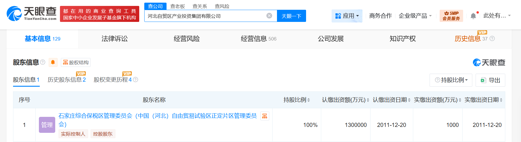 河北自贸区产业投资集团增资至130亿增幅64900%