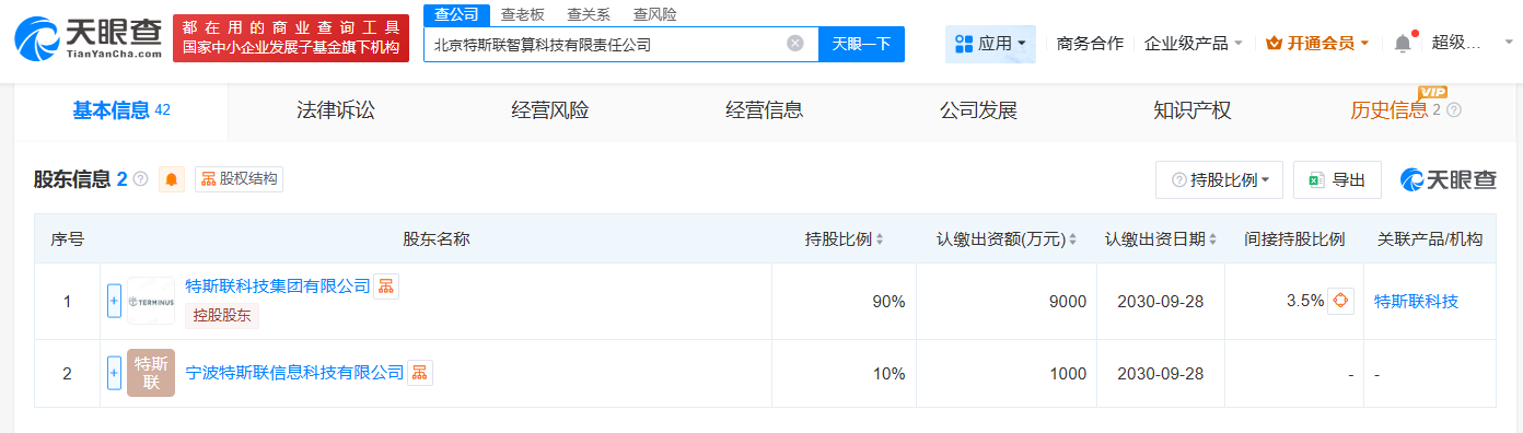 特斯联在北京成立智算科技公司注册资本1亿