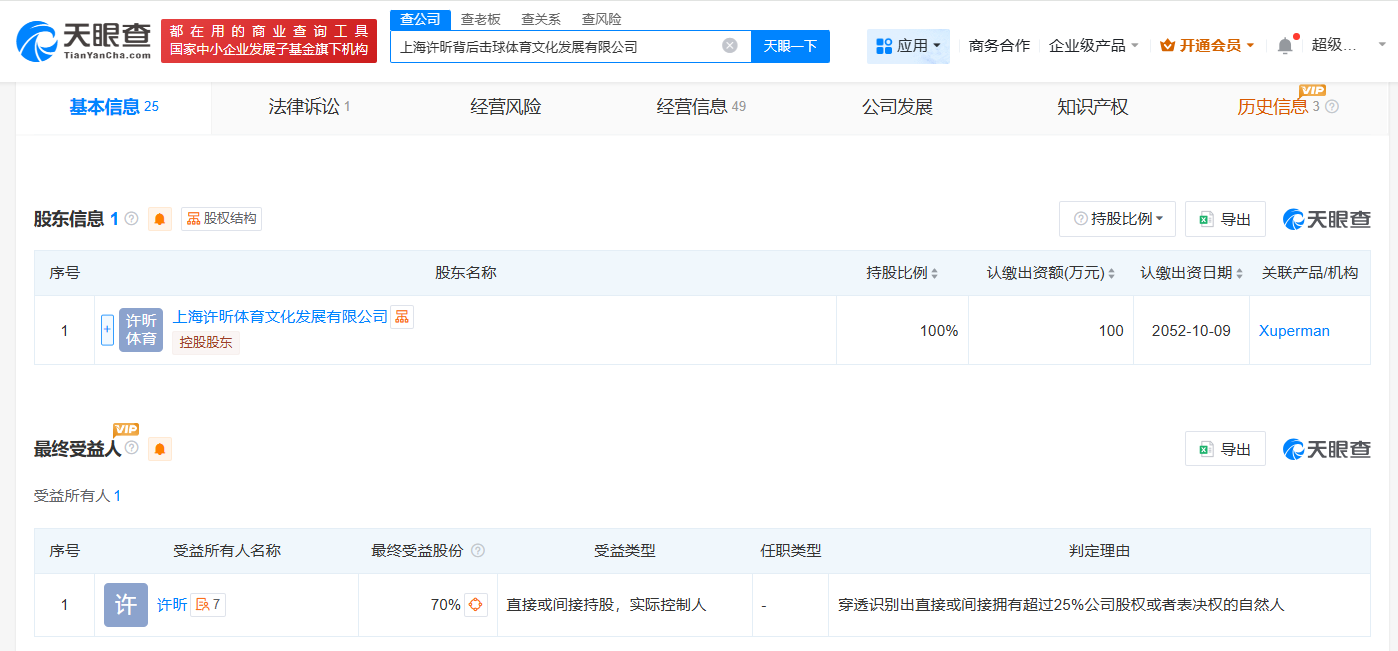 许昕Xuperman公司被起诉