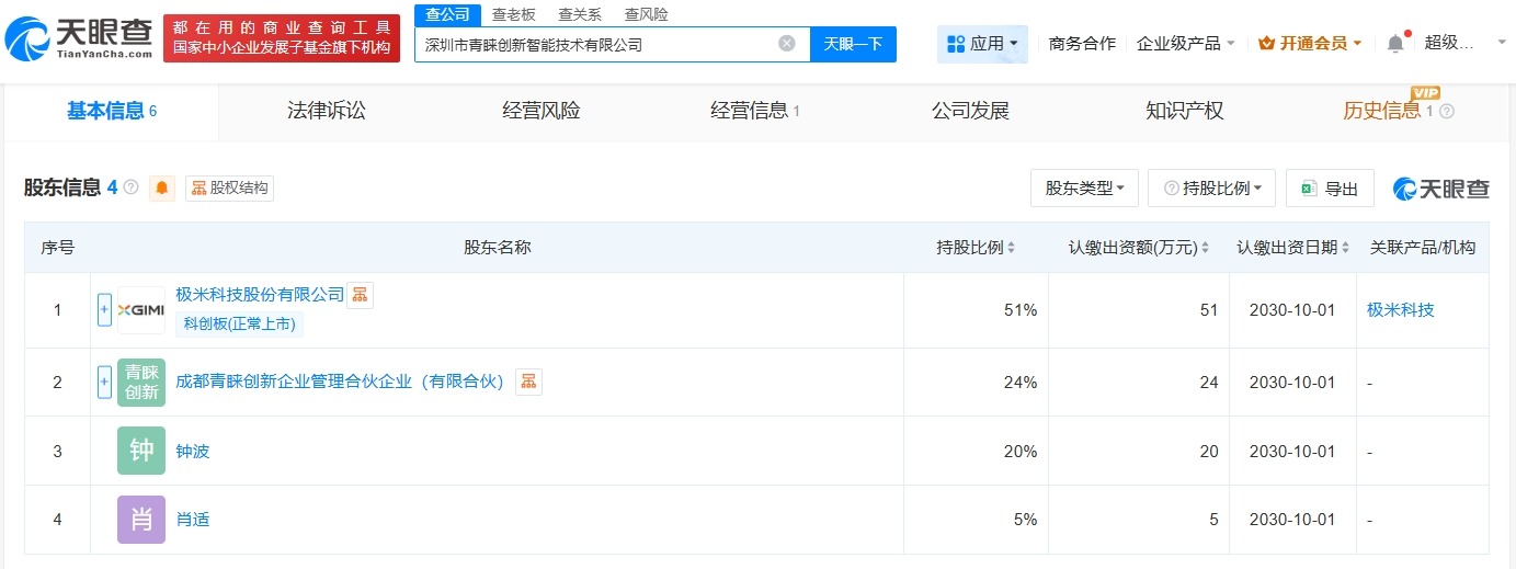 极米科技等在深圳成立创新智能技术公司注册资本100万