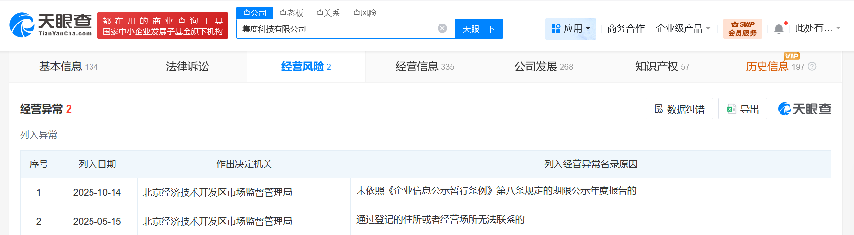 集度科技公司再度经营异常