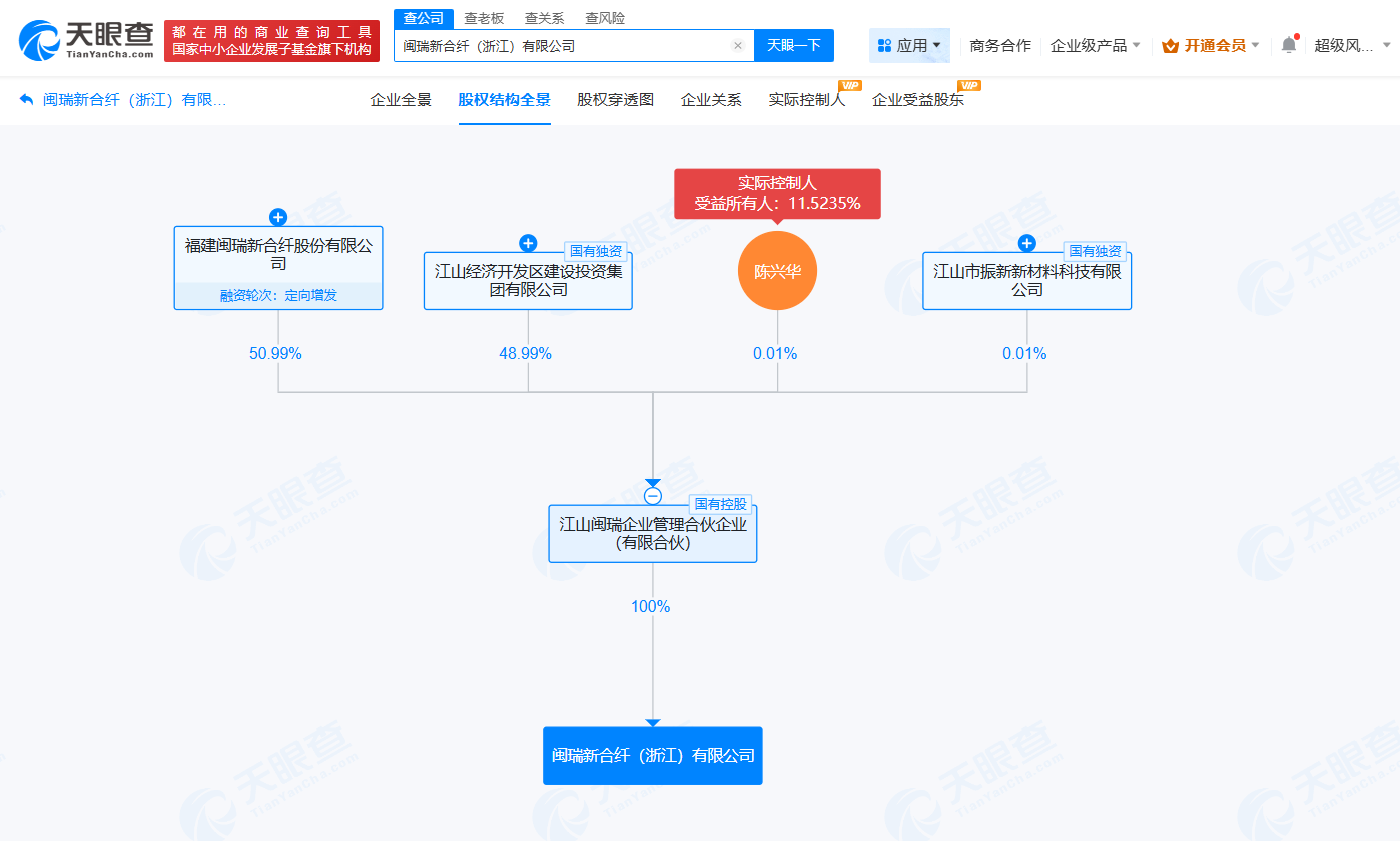 闽瑞股份在浙江成立新合纤公司注册资本5.4亿