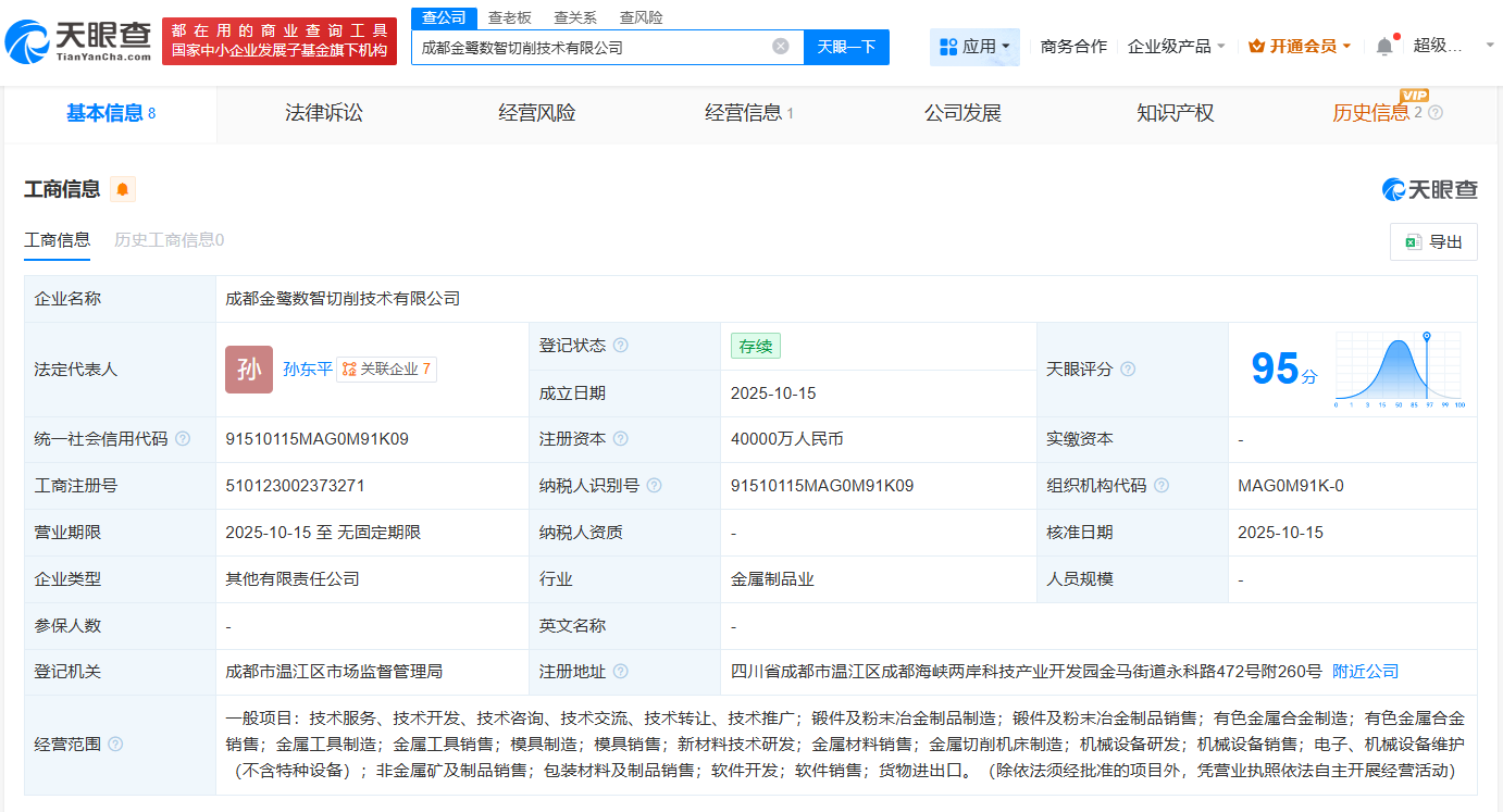 厦门钨业旗下金鹭合金成立切削技术公司注册资本4亿