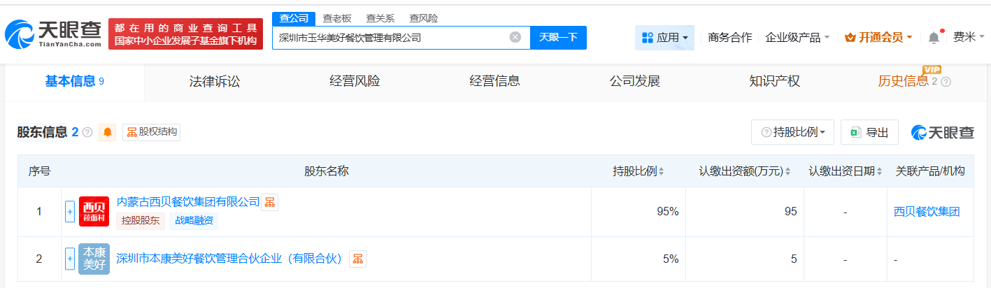 西贝旗下新公司叫玉华美好