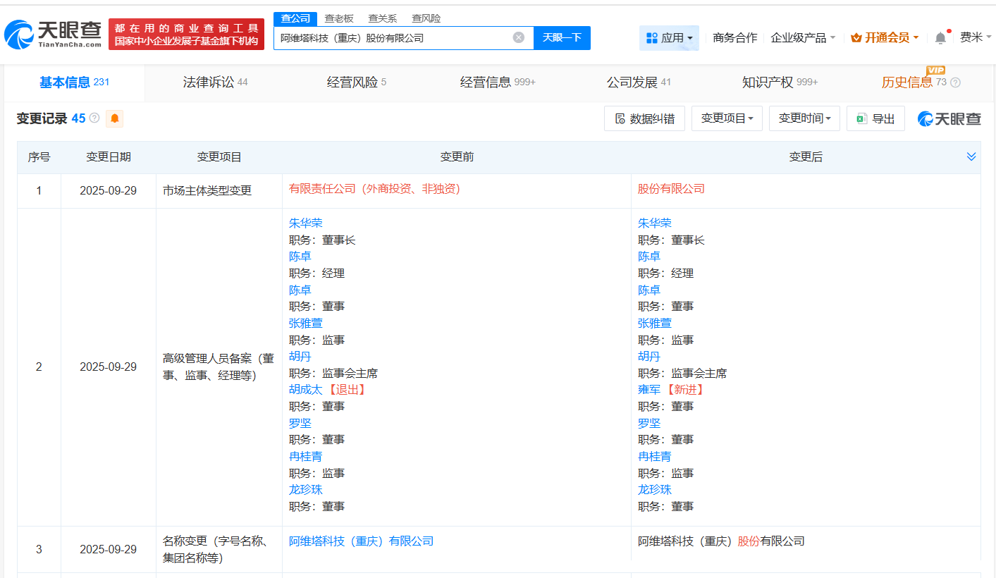 阿维塔变更为股份有限公司
