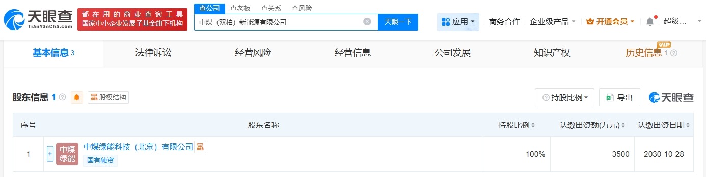 中国中煤在云南双柏成立新能源公司注册资本3500万