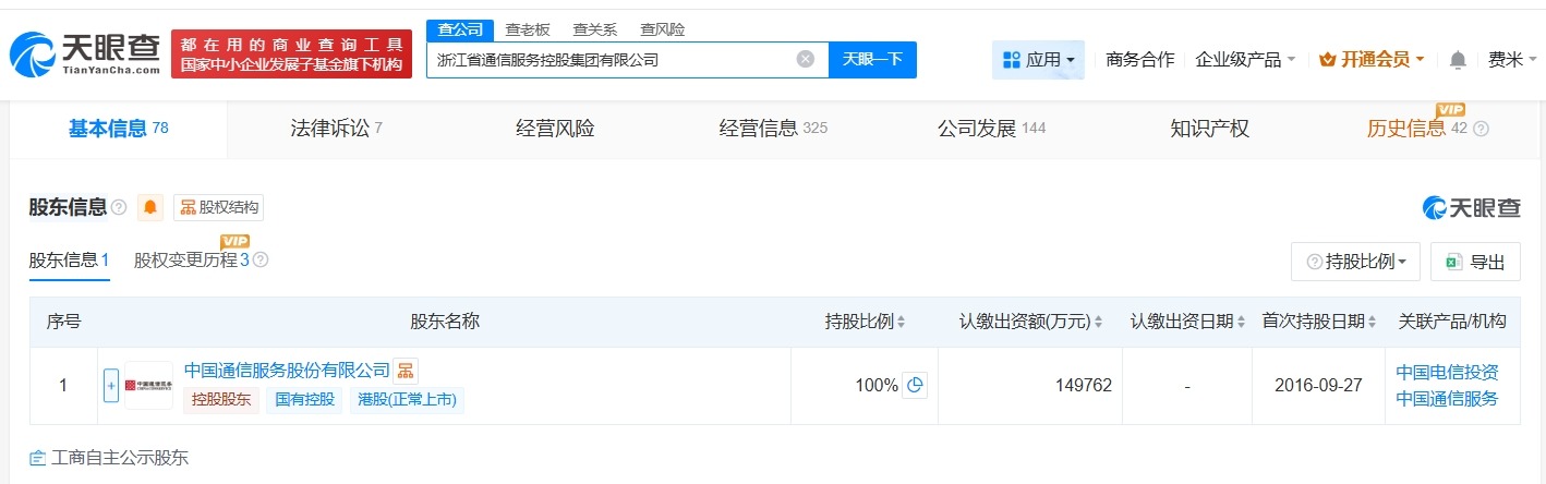 中国通信服务旗下浙江公司增资至约15亿增幅约50%