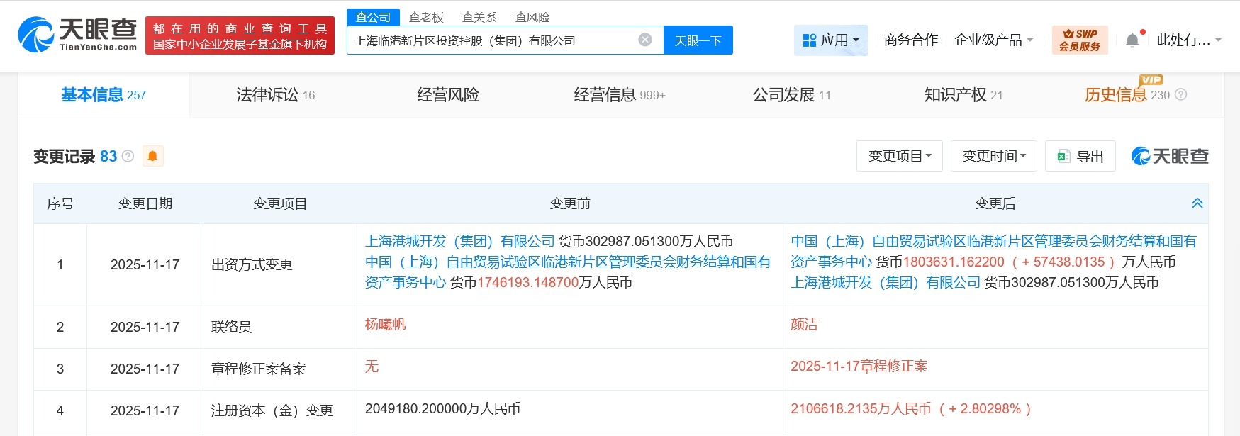 上海临港新片区投资控股集团增资至约210.7亿