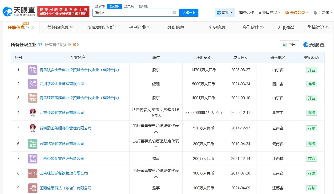 霸王茶姬创始人夫妻无商业关联
