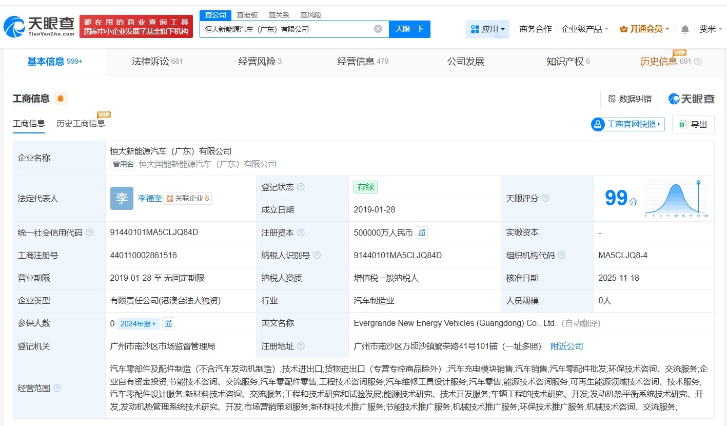 广州国资接手恒大新能源汽车旗下两公司