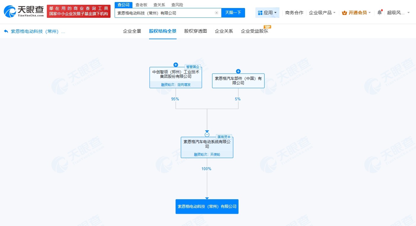 索恩格电动科技常州公司成立注册资本3亿