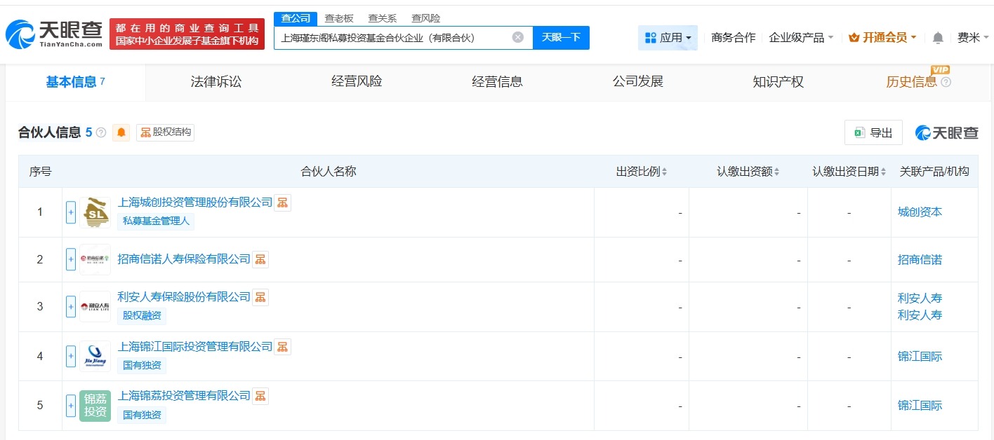 招商信诺、利安人寿等在上海成立私募投资基金出资额约9亿