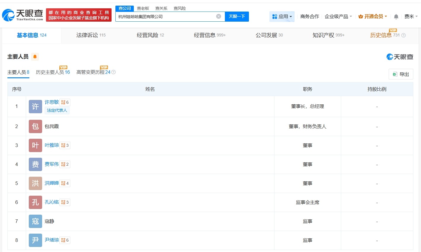 许思敏任娃哈哈集团董事长