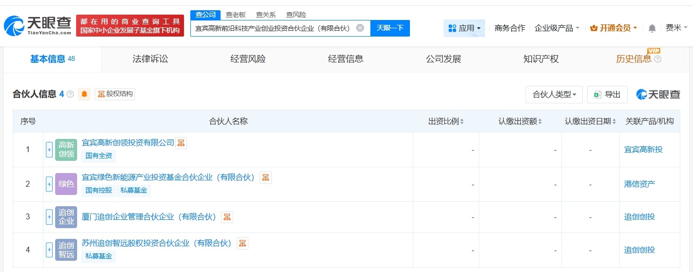 宜宾高新前沿科技产业创业投资合伙企业登记成立出资额10亿
