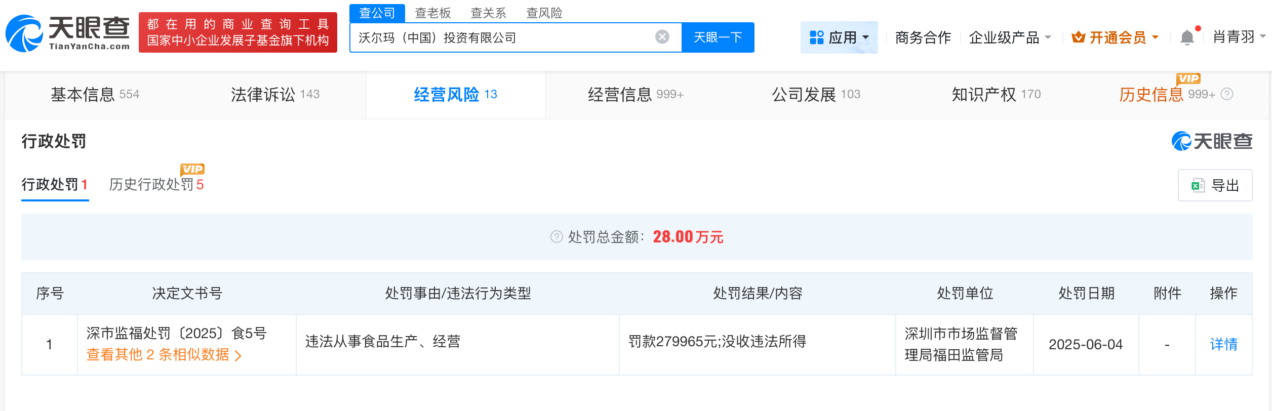沃尔玛因盐焗腰果不合格被罚没28万