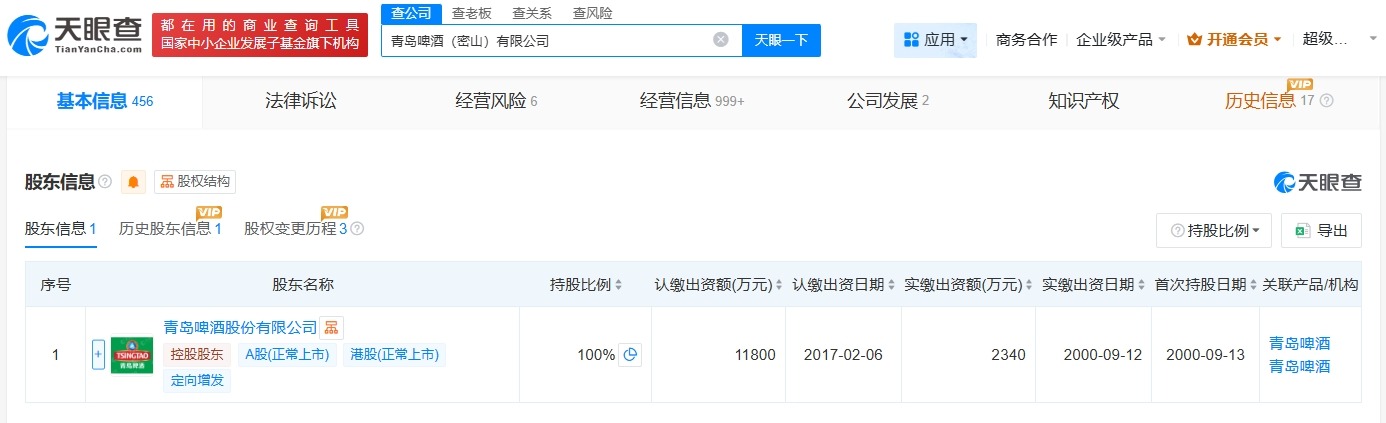 青岛啤酒密山公司再次经营异常