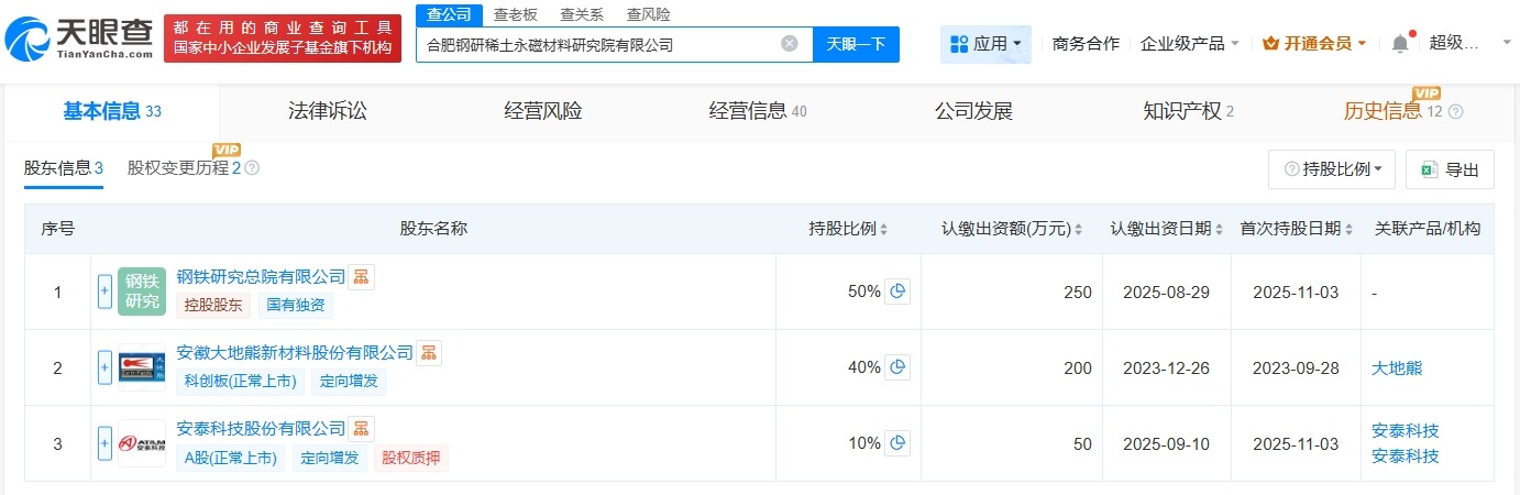 安泰科技、钢研总院入股大地熊旗下公司
