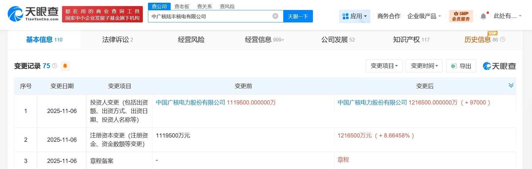 中国广核旗下陆丰核电公司增资至121.65亿增幅约9%