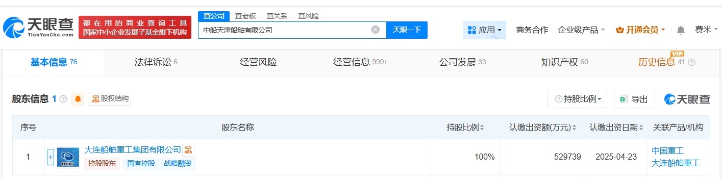 中船天津船舶公司增资至约53亿