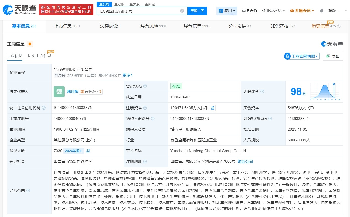 北方铜业增资至约19.05亿增幅约7.46%