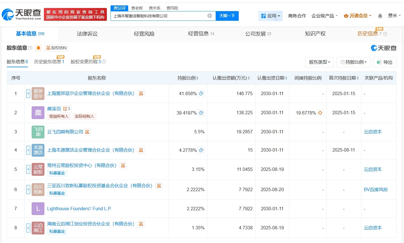 百度旗下基金等入股本智激活后者为端侧原生AI技术研发商