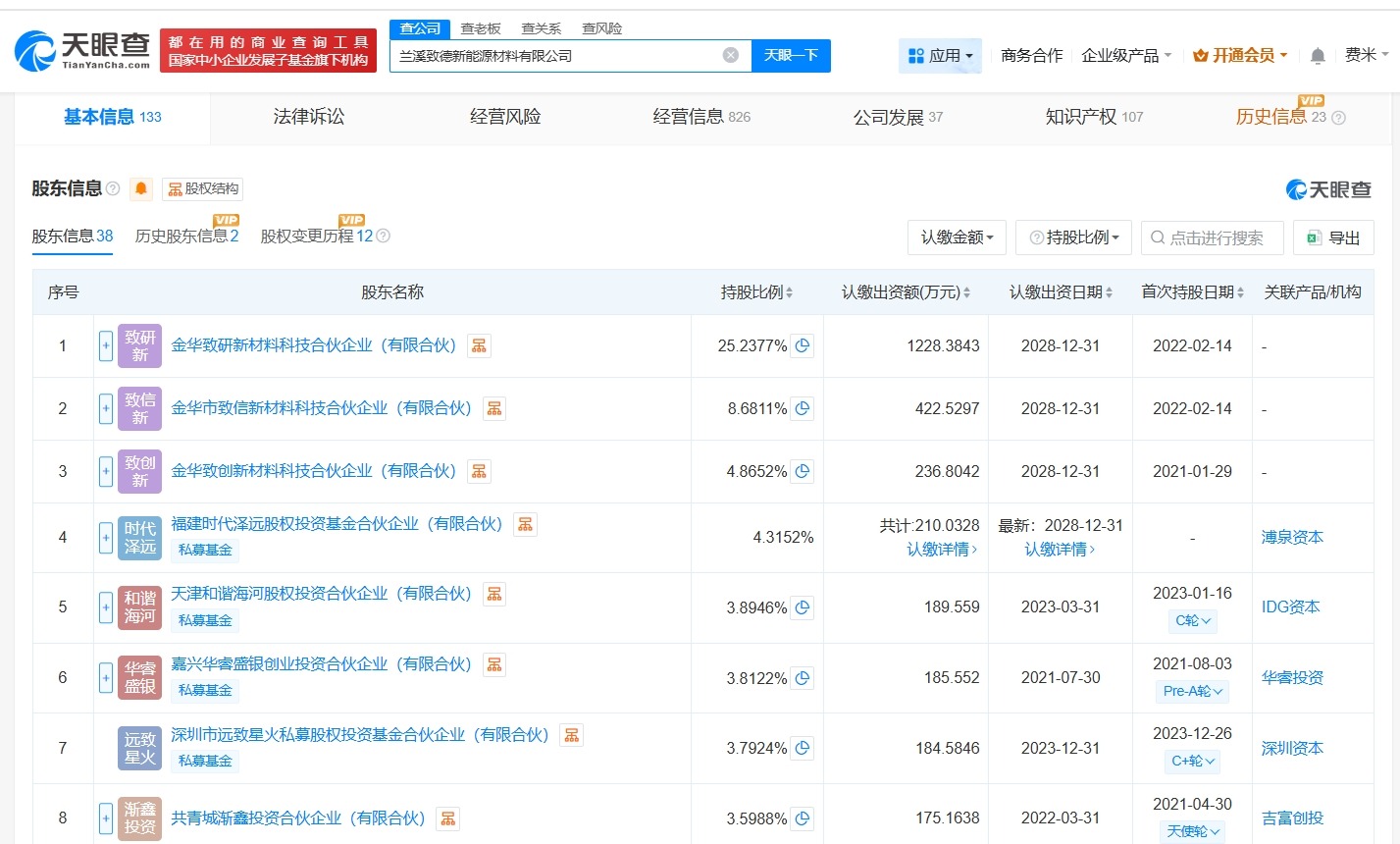 宁德时代参投基金等入股致德新能源