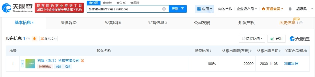 利氪科技在张家港成立汽车电子公司注册资本2亿