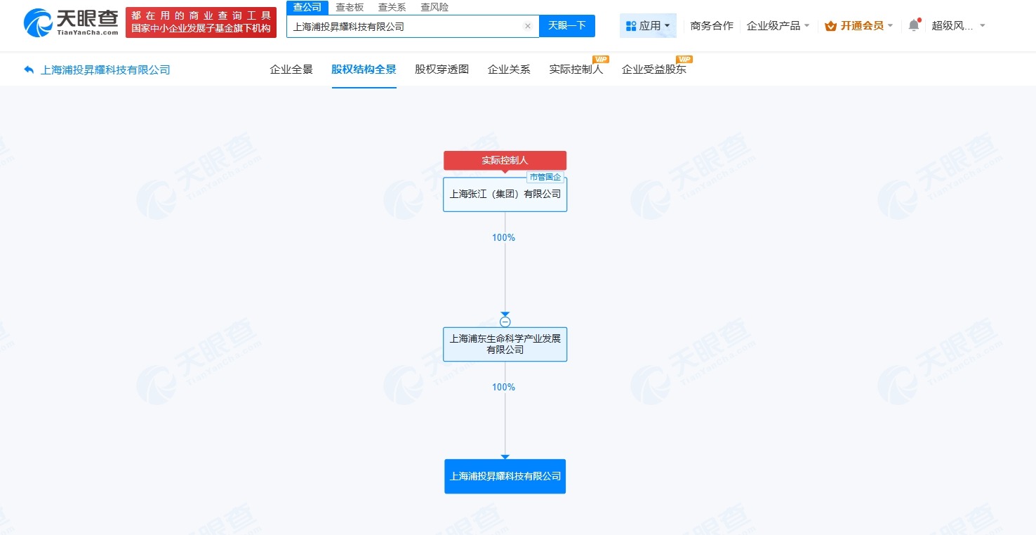 张江集团成立浦投昇耀科技公司注册资本1.1亿