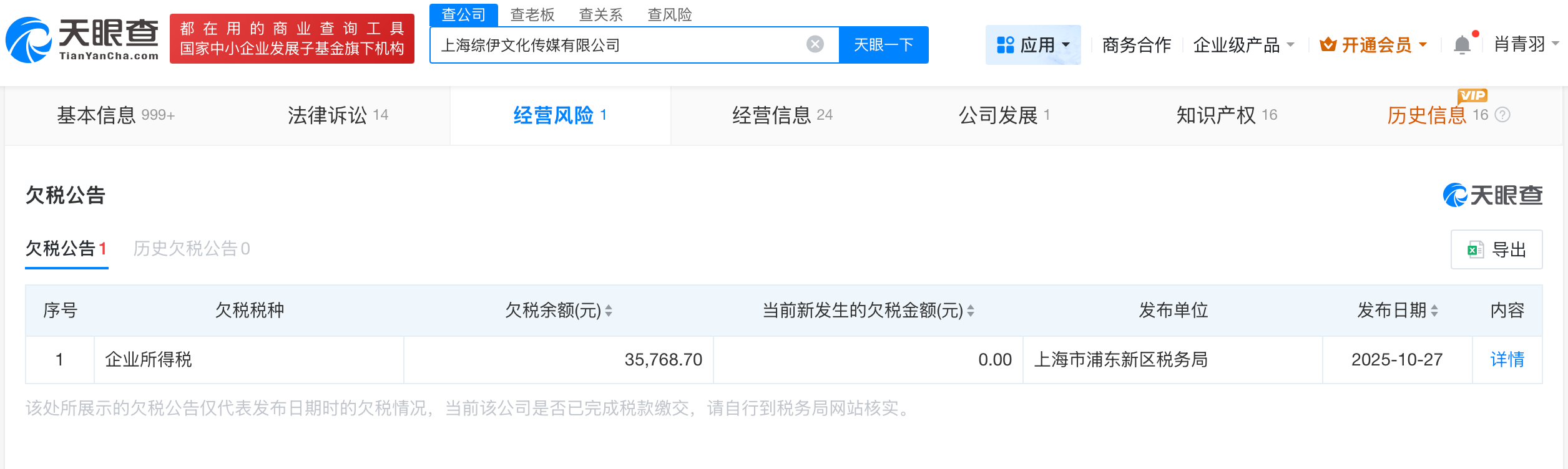 刘嘉玲点名店铺肖像授权方因欠税被公告