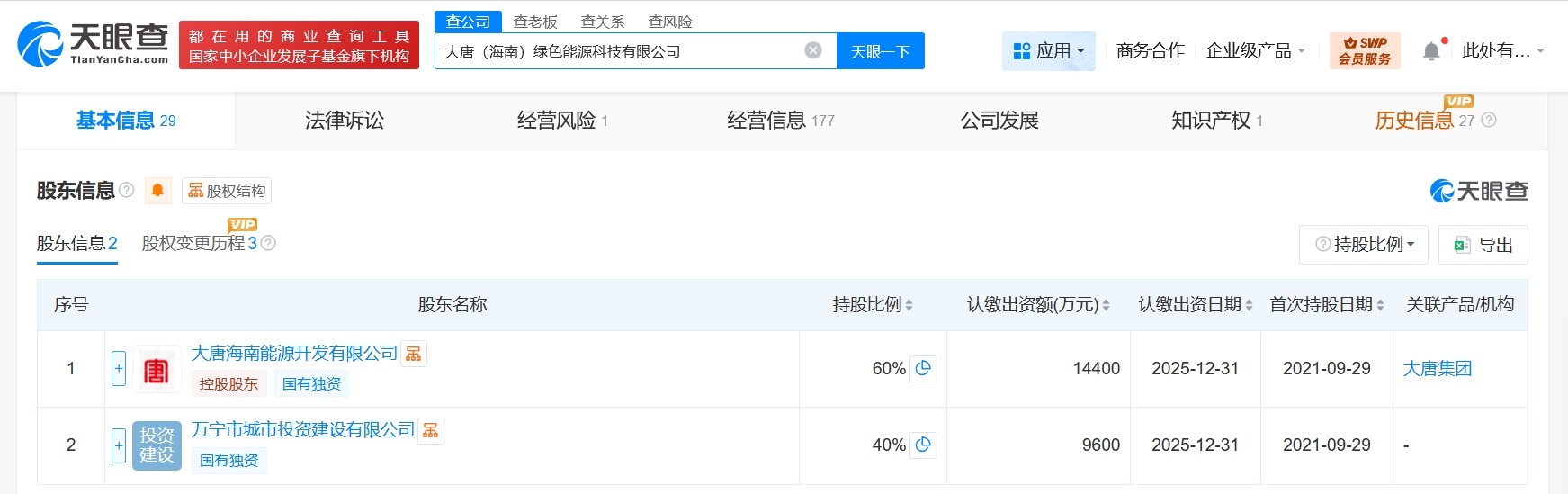 大唐海南绿色能源科技公司增资至2.4亿增幅380%