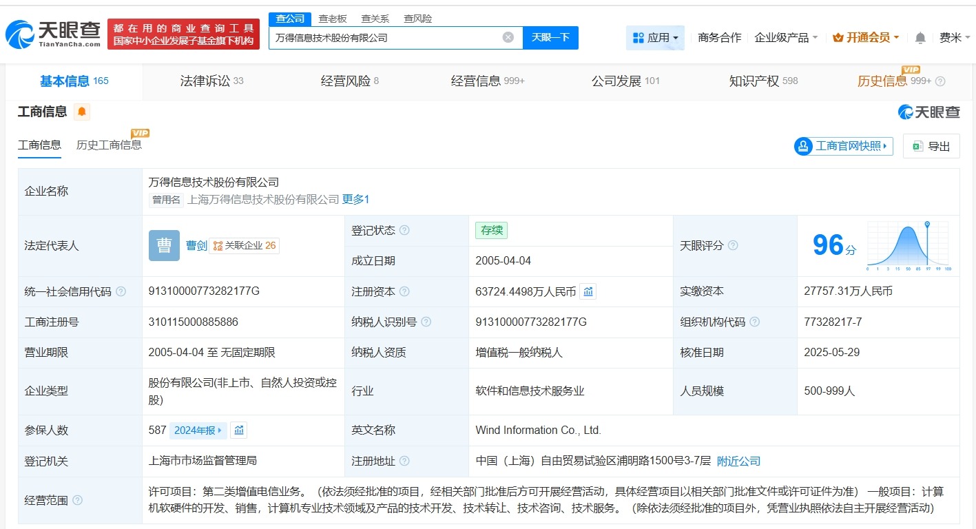 Wind关联公司因欠税112万被公告